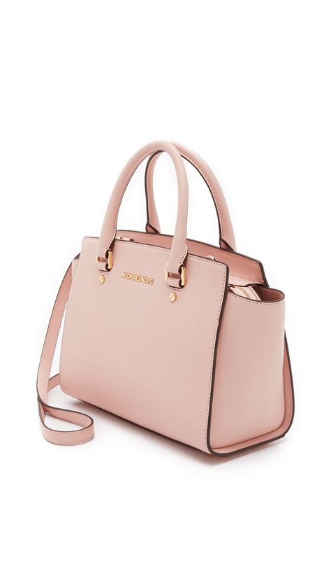 michaelkors selma medium top zip satchel pale pink|MICHAEL Michael Kors Selma Medium Satchel (Pale Pink).